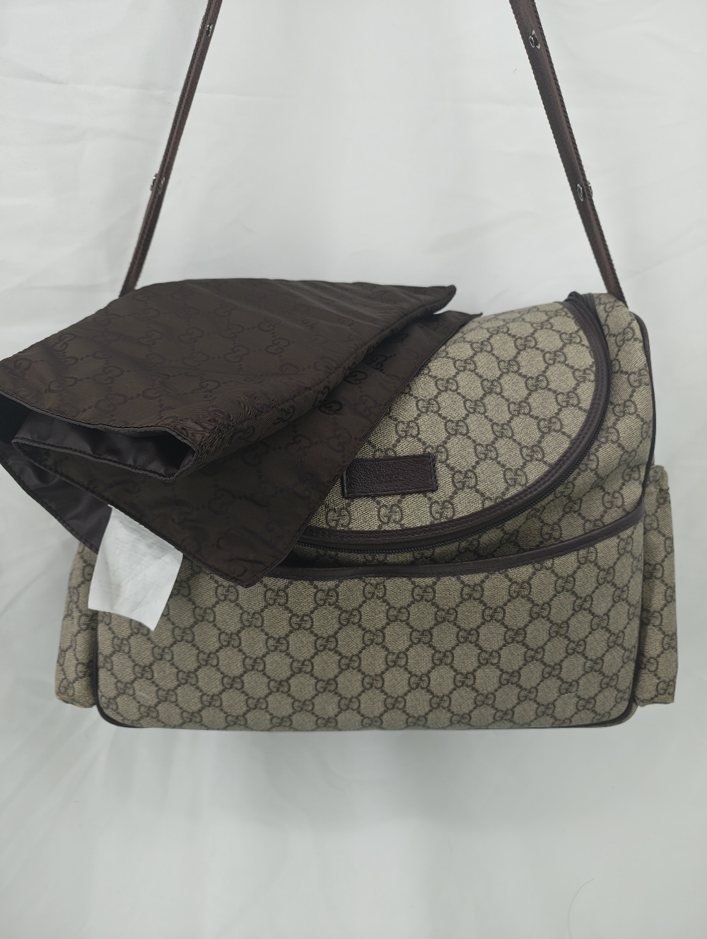 Gucci Beige Monogram Canvas Shoulder Bag with Brown Trim - Picture 4 of 16